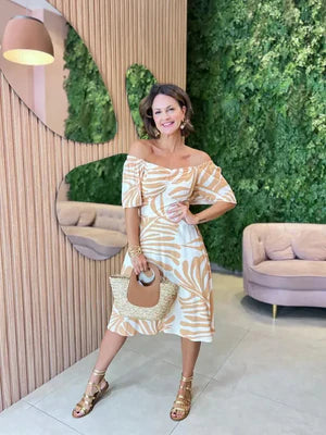 Vestido Curto em Viscolinho Estampado