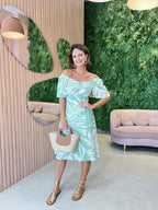 Vestido Curto em Viscolinho Estampado