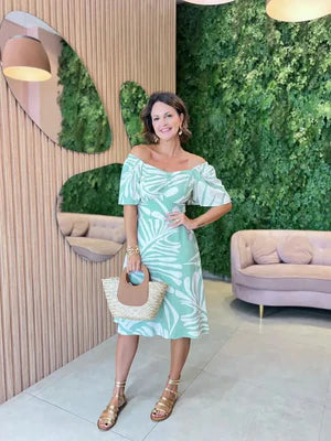 Vestido Curto em Viscolinho Estampado