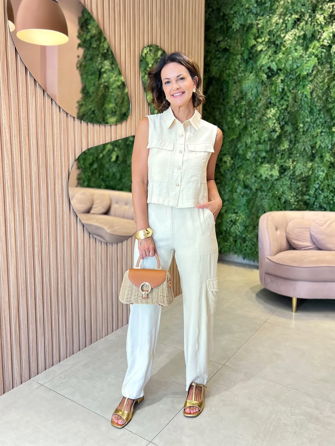 Conjunto Colete + Calça , Salmão